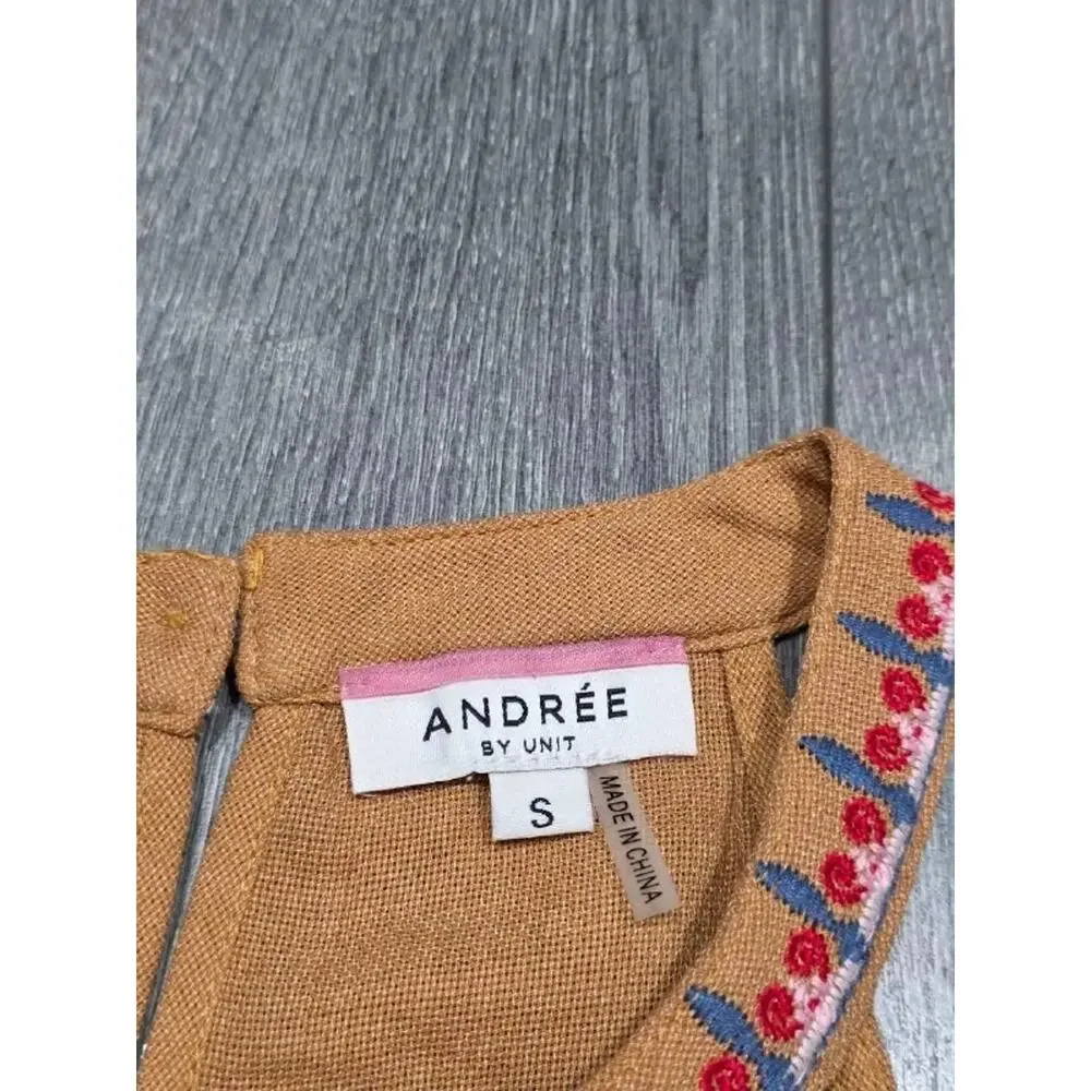 Andree by Unit Embroidered top Boho style Small Beige A004317 - Picture 5 of 8